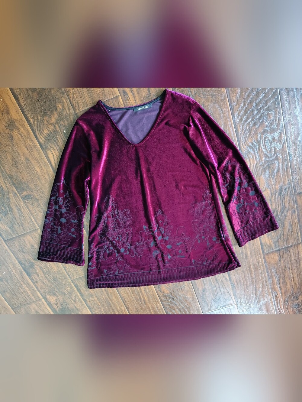 Retro Y2K Mechant velvety maroon blouse Size L